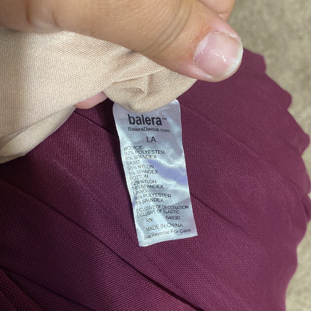 Women's Balera Adult Sequins Dance Asymmetric Mesh Leotard maroon size Large - Picture 5 of 5